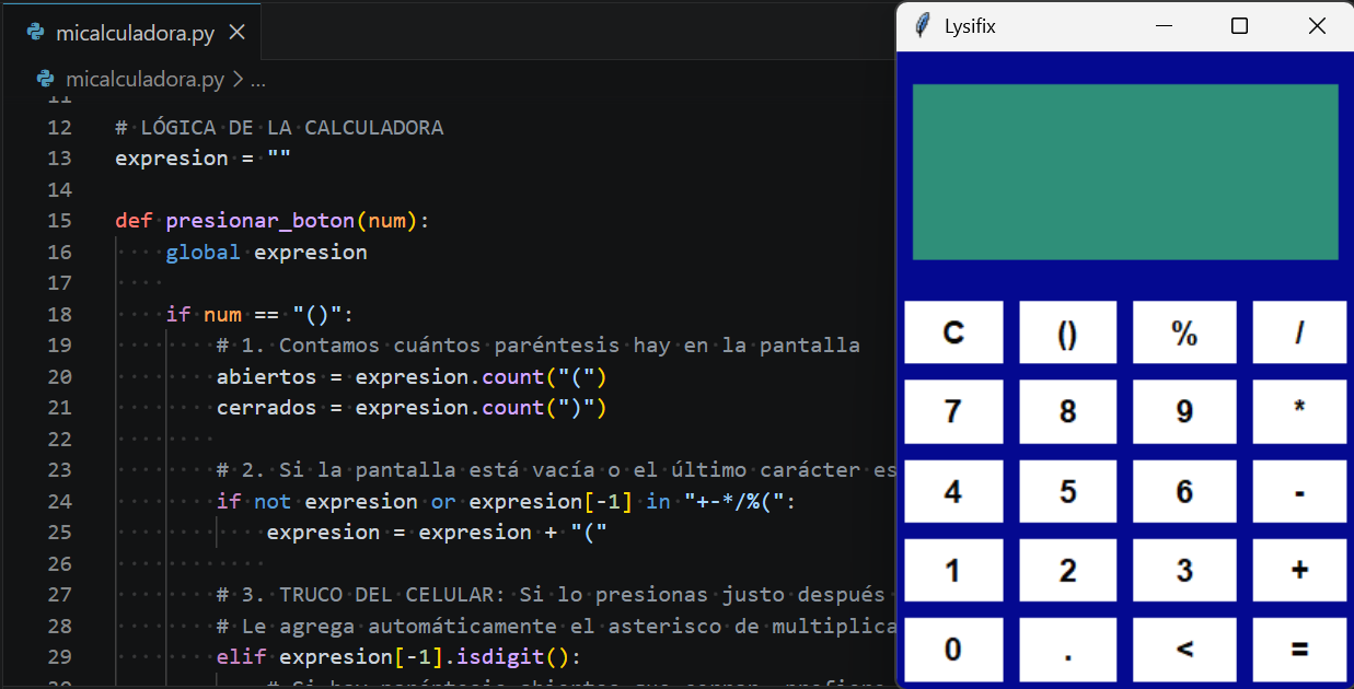 Vista previa de la interfaz visual de la calculadora